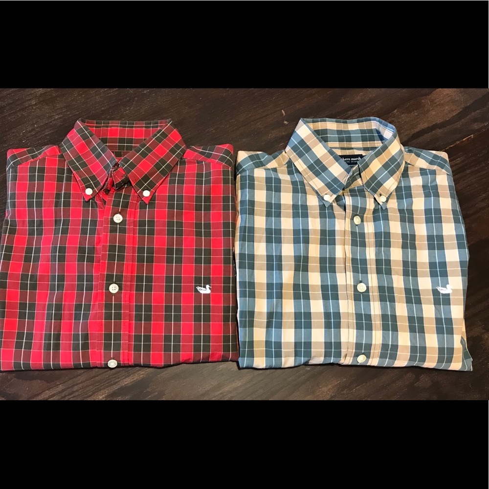 Southern Marsh Men’s Small Plaid Shirt - Set of 2